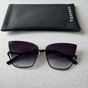 TopFoxx Vixen Black Lens, Black Frame Sunglasses